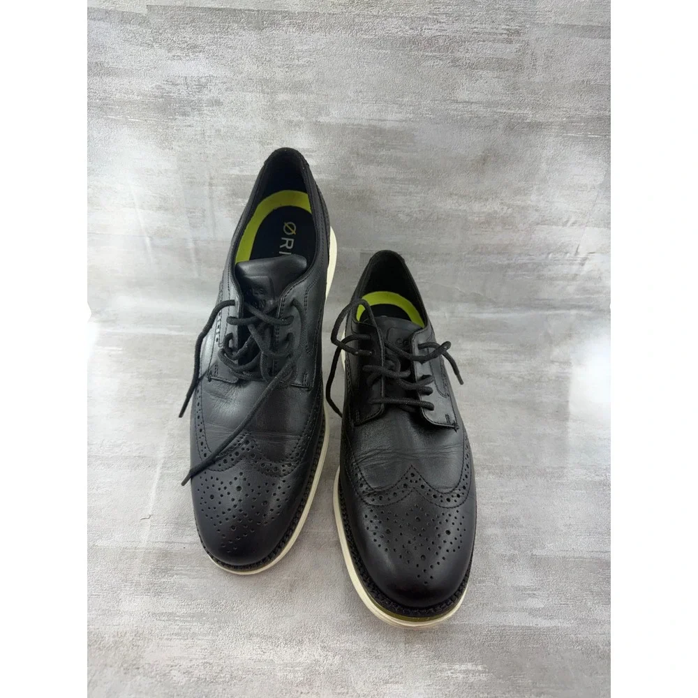 Cole Haan OriginalGrand Black Leather Wingtip Oxford Shoes C33804 Men Sz 9.5 M